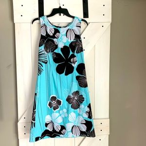 Women’s North Style Blue and Brown Floral Mini Dress Size 10 with Spandex